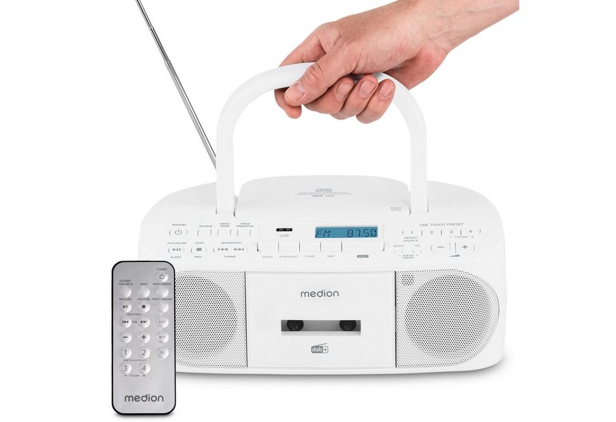 Medion® Boombox MEDION® LIFE® DRX-1 Plus (MD400003) Radio (AM- / FM- Tuner, MW / UKW mit RDS, 3 W, Bluetooth® 5.4, AUX-In, Batteriebetrieb: 6 x 1,5 V, Kopfhöreranschluss) von Medion®