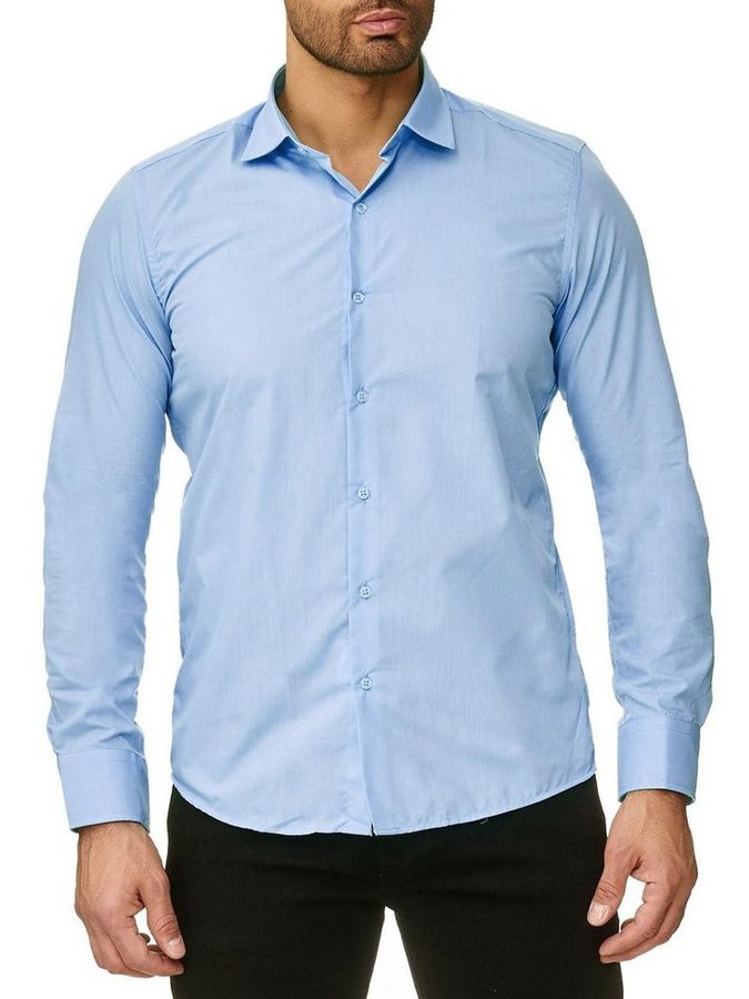 Reslad Langarmhemd Reslad Herren Hemd Kentkragen Unicolor Langarmhemd RS-7002 (Herrenhemd) Freizeithemd Businesshemd mit Stretch-Anteil von Reslad