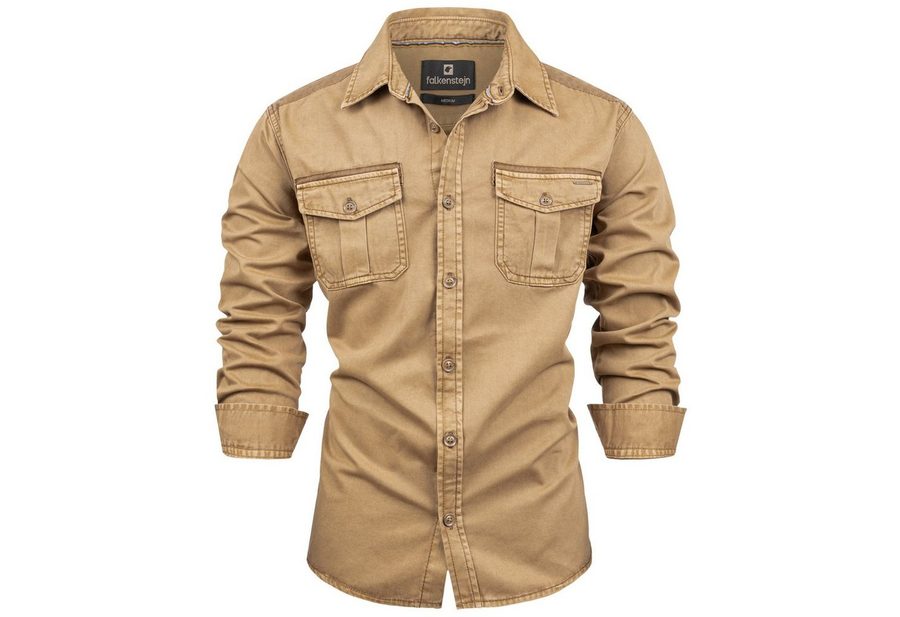 FALKENSTEJN Langarmhemd Herrenhemd - Modell Riccaldo - 100% Baumwolle – Vintage 3 Farben von FALKENSTEJN