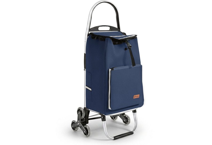 Sekey Einkaufstrolley Aluminium 2-in-1 Faltbar Einkaufstrolley Treppensteiger mit Kühltasche, 50 l zusammenklappbarer Transportwagen Treppensteiger Einkaufswagen von Sekey