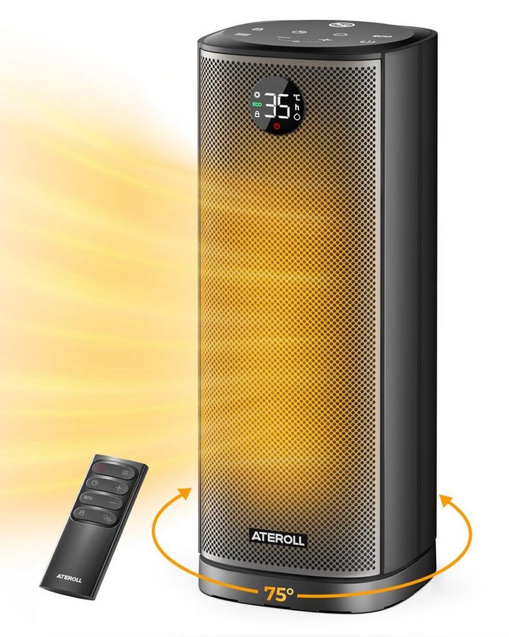 ATEROLL Heizlüfter energiesparend & leise heizgerät,Fernbedienung,Oszillation & Timer, 2000W Keramikheizlüfter mit LED-display, Überhitzungs und Kippschutz von ATEROLL