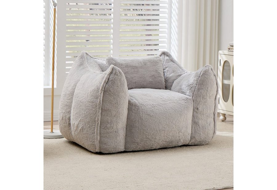 Vankel Relaxliege Sofas Wohnzimmer Loungesessel aus Kunstfell weich & bequem, Bean Bag Sessel mit Schaumstofffüllung und ohne Montage von Vankel