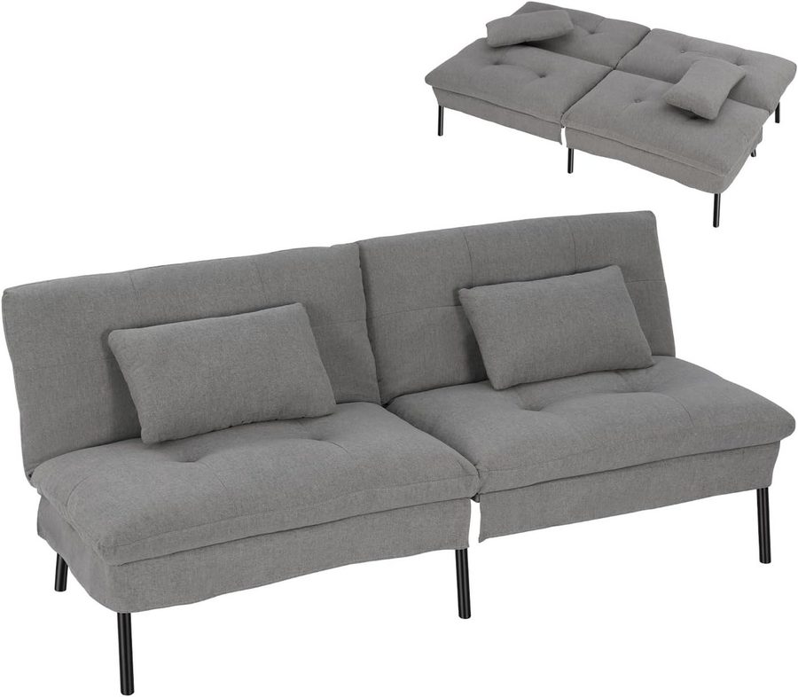 Woltu Schlafsofa, 1 Teile, 2-Sitzer-Schlafsofa rutschfest mit 2 Kissen Verstellbarer Rückenlehne von WOLTU