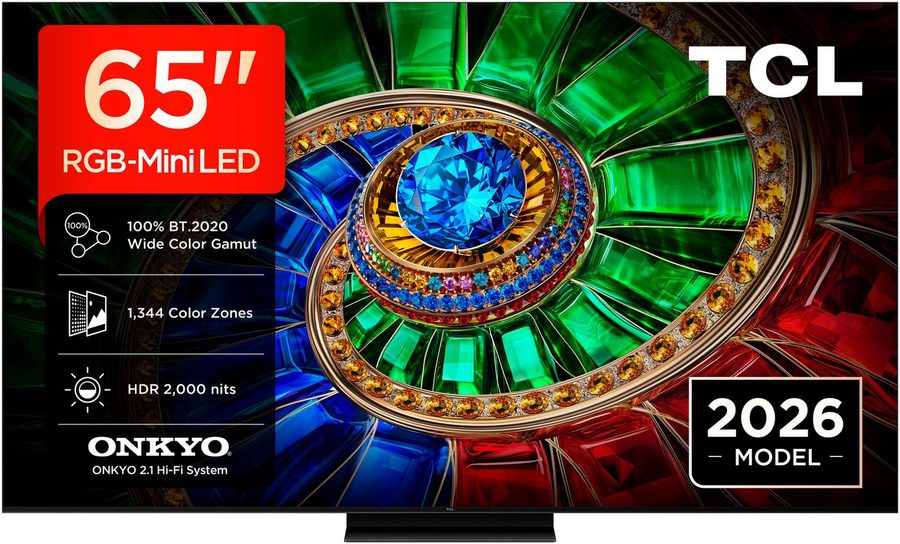 TCL 65RM7LX1 Mini-LED-Fernseher (164 cm/65 Zoll, 4K Ultra HD, Google TV, Apple Airplay 2, 2.000 nits HDR, 100 % BT.2020, ONKYO 2.1) von TCL