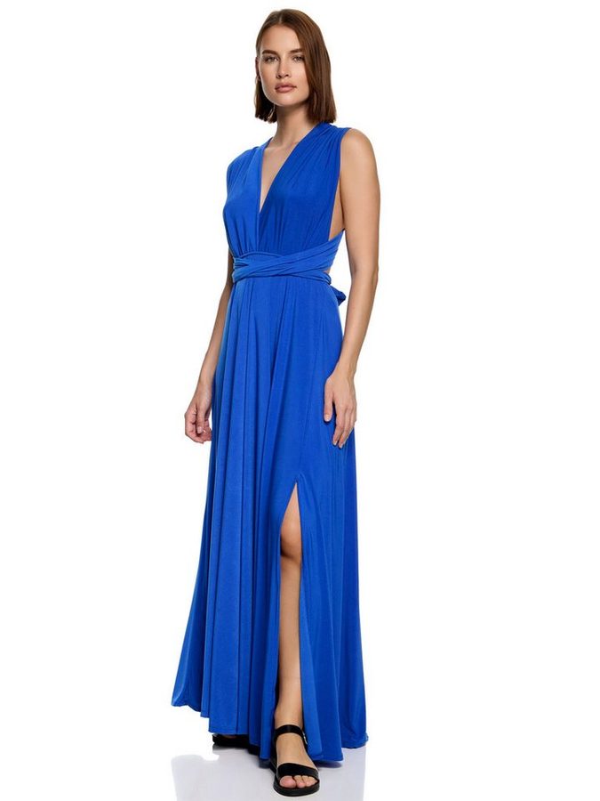 Worldclassca Abendkleid Worldclassca Abendkleid Partykleid Lang mit Schlitz Sommerkleid Maxikleid Cocktailkleid Wickelkleid Elegant Schulterfrei Ärmellos von Worldclassca