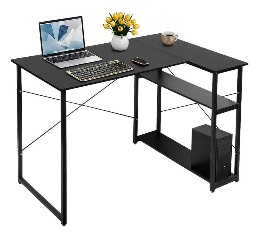 JEOBEST Schreibtisch Eckschreibtisch Computertisch 100 x 70 x 75 cm, (1-St), L-förmiger Schreibtisch, mit 2-Fach Regal & Stauraum von JEOBEST