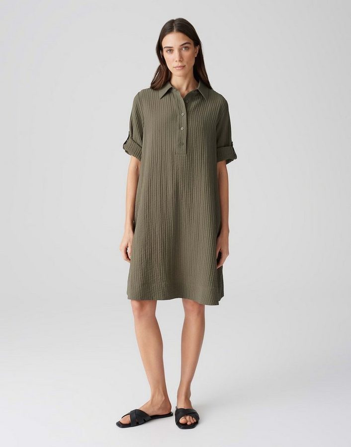 OPUS Hemdblusenkleid WOMARA A-Linie mit feiner Rippstruktur von Opus