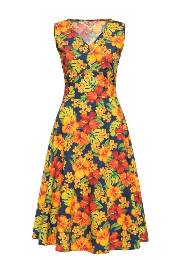 QueenKerosin Sommerkleid Hibiskus mit tropischem Allover-Print von QueenKerosin