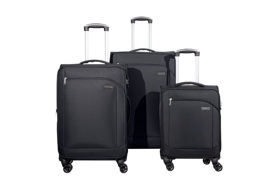 Crosstravel Trolleyset Monterey, 4 Rollen, (3 tlg., Weichgepäck Trolley Set), Volumenerweiterung bei Größe M+L von Crosstravel