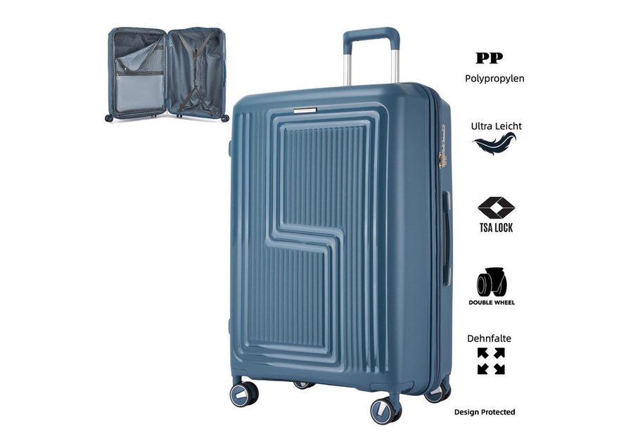 Super Solu Hartschalen-Trolley Koffer Reisekoffer XL groß 28 Zoll PP leicht erweiterbar TSA, 4 Rollen, 360° drehbar, Blau, langlebig & robuster Hartschalenkoffer von Super Solu