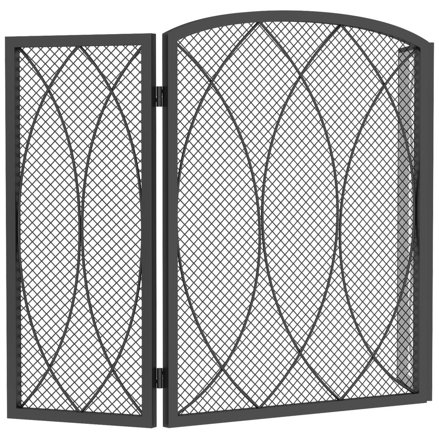 HOMCOM Kaminschutzgitter, 3-Teilige Faltbares Funkenschutz aus Metall Kaminschutz Funkenschutzgitter für Wohnzimmer, Schlafzimmer, 122 x 75 cm, Schwarz   Aosom von HOMCOM