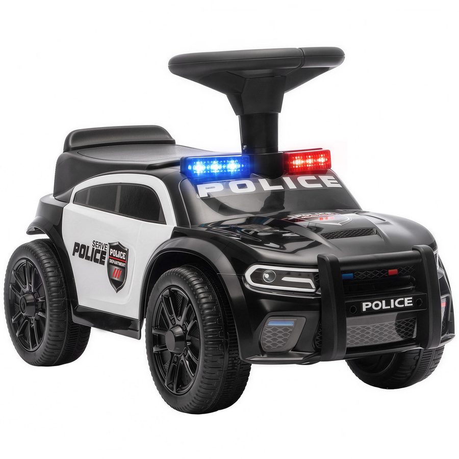 AIYAPLAY Rutschauto Kinder Polizei Rutschfahrzeug mit Musik Licht Anti-Kipp-Schutz & Stauraum unter dem Sitz, Aufsitzauto Kinderfahrzeug für Kinder von 18-36 Monaten, Schwarz   Aosom von AIYAPLAY