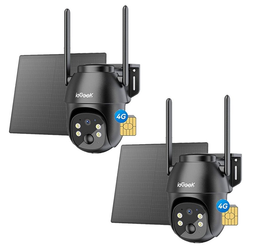 TWUFY IP-Überwachungskamera 4G LTE Überwachungskamera Aussen Akku mit SIM Karte (Außenbereich, 2K Kabellos Solar PTZ Kamera Ohne WLAN Outdoor, 2-tlg., 355°/100° Schwenkbar, Farb-Nachtsicht, Lokaler/Cloud Speicher, Audio, PIR Erkennung,Solar PTZ IP Kamera Outdoor) von TWUFY