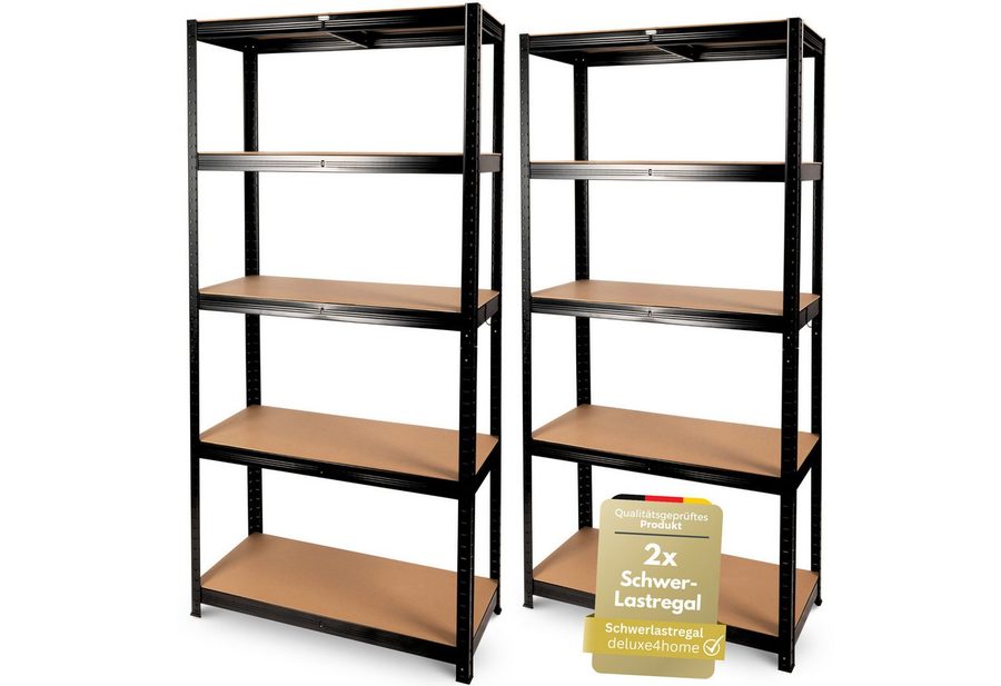 deluxe4home Schwerlastregal 2er Set Kellerregal verzinkt I 40x90x180 cm I Lagerregal bis 875kg von deluxe4home