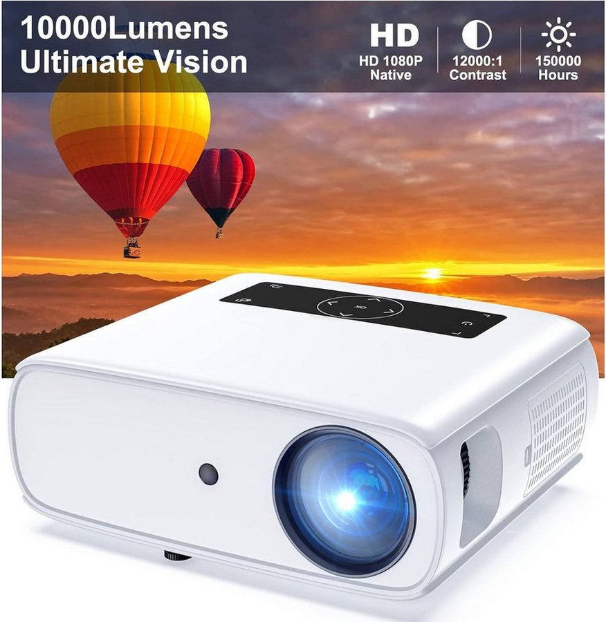 HOPVISION LED-Beamer (10000 lm, 3840 x 2160 (4K unterstützt) px, SRS-Stereo-Sound, Projektionsgröße bis 350 Zoll, LED-Lichtquelle) von HOPVISION