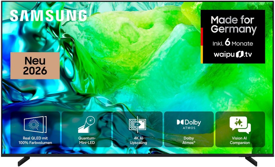 Samsung GQ50QN80HAU QLED-Fernseher (125 cm/50 Zoll, 4K Ultra HD, Smart-TV, Real QLED Mini-LEDs, Motion Xcelerator 144 Hz, Gaming Hub, Dolby Atmos) von Samsung