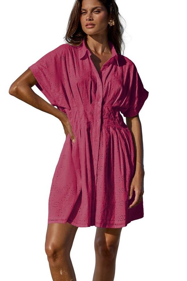 LIPSY Minikleid Lipsy Kurzärmeliges Mini-Hemdkleid, Lochstickerei (1-tlg) von Lipsy