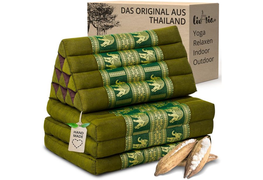 livasia Sitzsack Thaikissen 3 Auflagen (Deluxe) vegan und handgefertigt, 175x55x8cm, Kapok von livasia