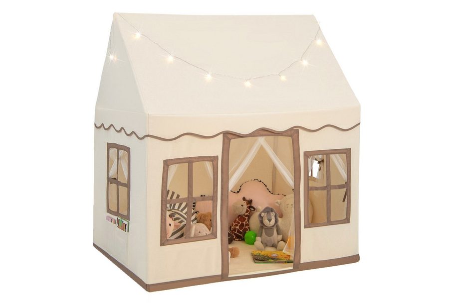 COSTWAY Spielzelt Spielhaus, Tipi Zelt mit Sternenlichtern & Taschen von COSTWAY