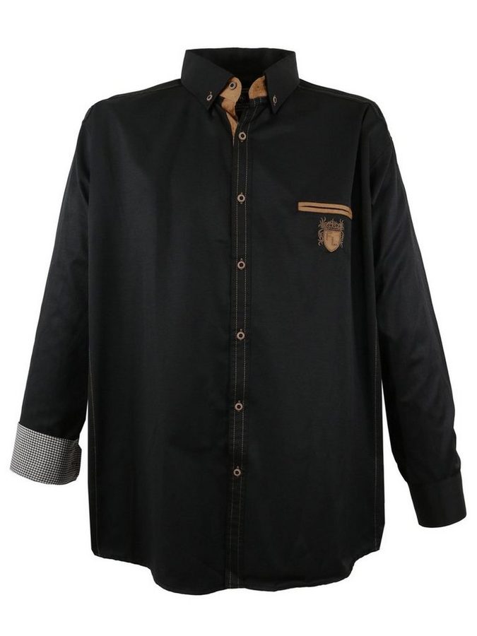 Lavecchia Langarmhemd Lavecchia Herren Langarmhemd 1980 (Dark-Black, 6XL) Herrenhemd mit Farbkontrasten von Lavecchia