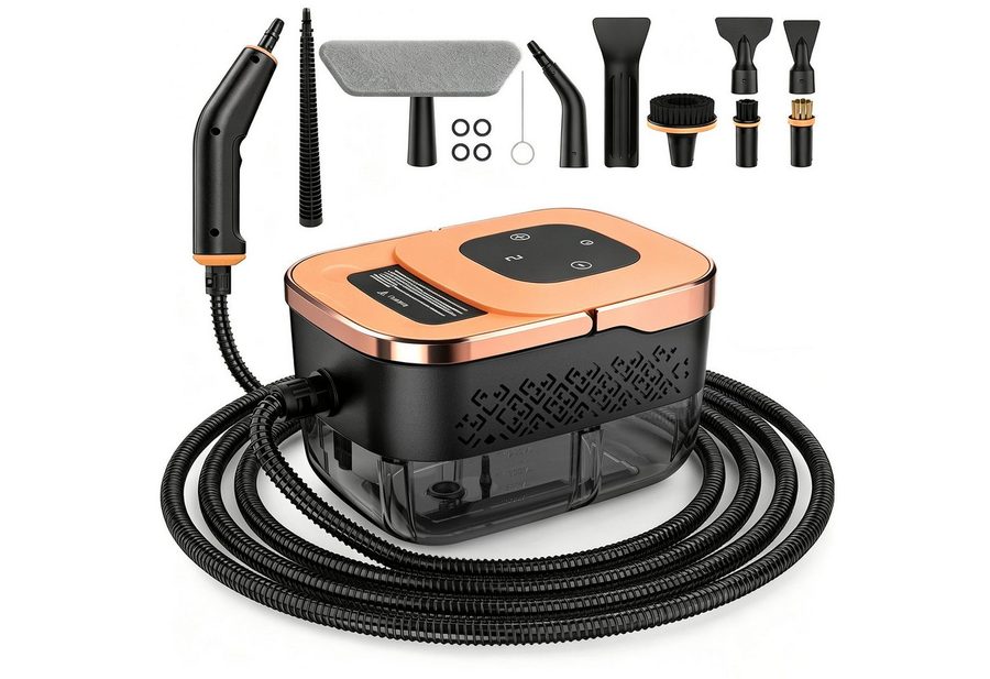 YADIMI Handdampfreiniger 1500W Tragbarer Dampfreiniger mit 1250 ml Wassertank, 1500 W, 6-stufige Leistungsregelung und 10-teiliges Zubehörset, Dampfreiniger für Böden, Küche, Fenster, Badezimmer und Auto von YADIMI