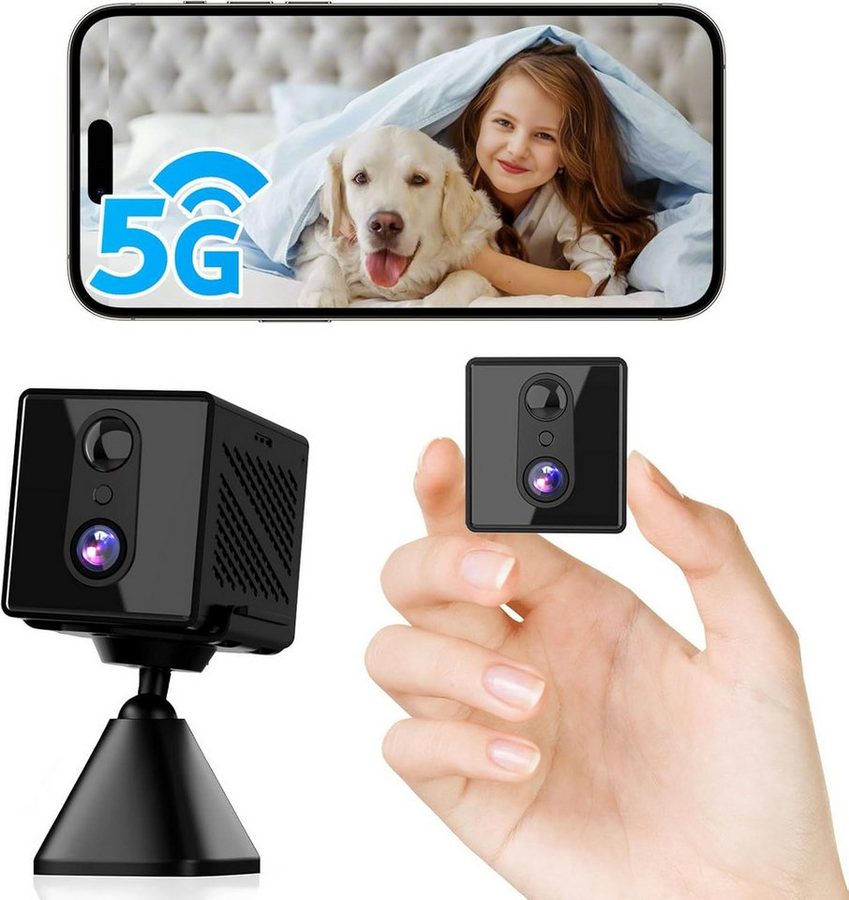 SpionProfi Überwachungskamera Wifi Mini Kamera Video 5G Wlan IP Nachtsicht Bewegungsmelder (1-tlg., 4K Mini Wlan Wifi Kamera mit kostenloser Live App) von SpionProfi
