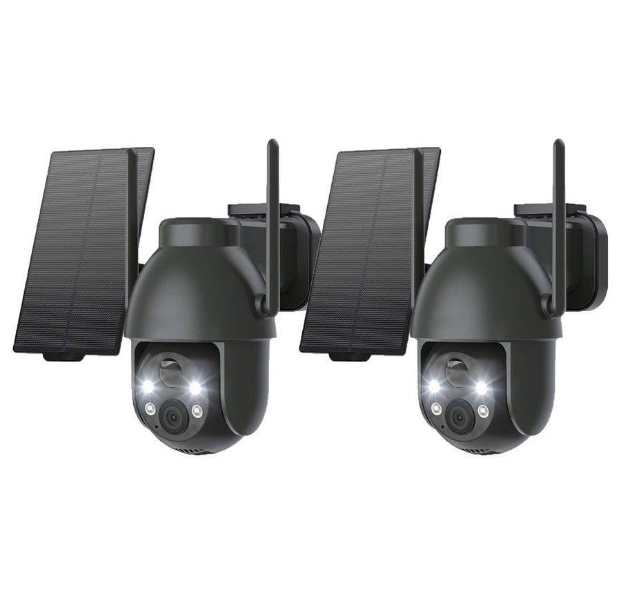 Topcony Überwachungskamera Überwachungskamera Aussen Akku 2K Kamera Überwachung Aussen Solar (Aussen, Außenbereich, Outdoor, 360° WLAN Kamera Outdoor Kabellose Aussenkamera, 2-tlg., mit Farbige Nachtsicht und PIR Bewegungsmelder, 4-fachen Digitalzoom,3 Alarmmodi,4 Bildschirme gleichzeitig anzeigen) von Topcony