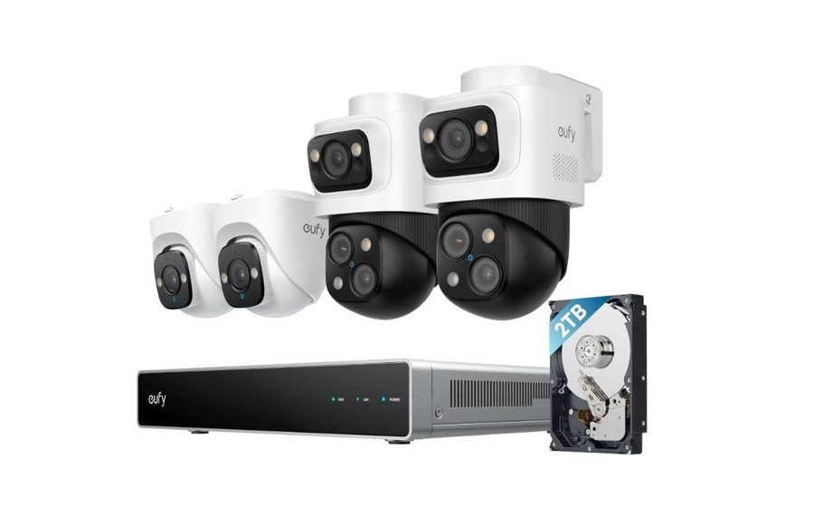 Anker eufy IP-Überwachungskamera eufy PoE NVR Security System S4 Max, 3-Linsen Bullet-PTZ-Kameras (4-tlg., 4*PoE NVR Security System S4 Max, KI Auto-Framing&Tracking, Farbnachtsicht, Stroboskop) von Anker eufy
