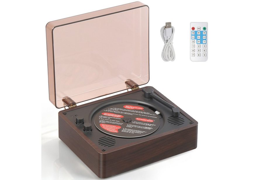 LALAHO Retro Koffer‑CD‑Player mit Bluetooth, 10W Dual‑Stereo‑Lautsprecher Stereo-CD Player (USB‑AUX‑Kopfhöreranschluss, Fernbedienung, Tragbarer CD‑Spieler) von LALAHO