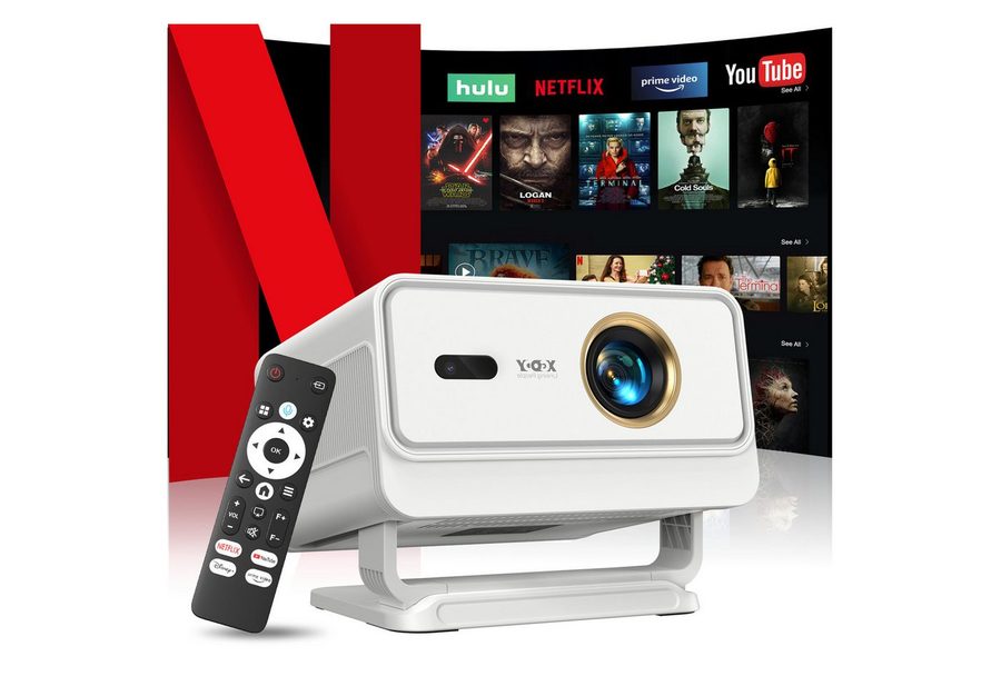 XGODY N4 Projektor Native 1080P Beamer 4K, Kompatibel mit Netflix Autofokus Beamer (800 lm, 1500:1, 3840 x 2160 px (800 ANSI) px, KI-Sprachunterstützung, Autofokus Projektor für Heimkino) von XGODY