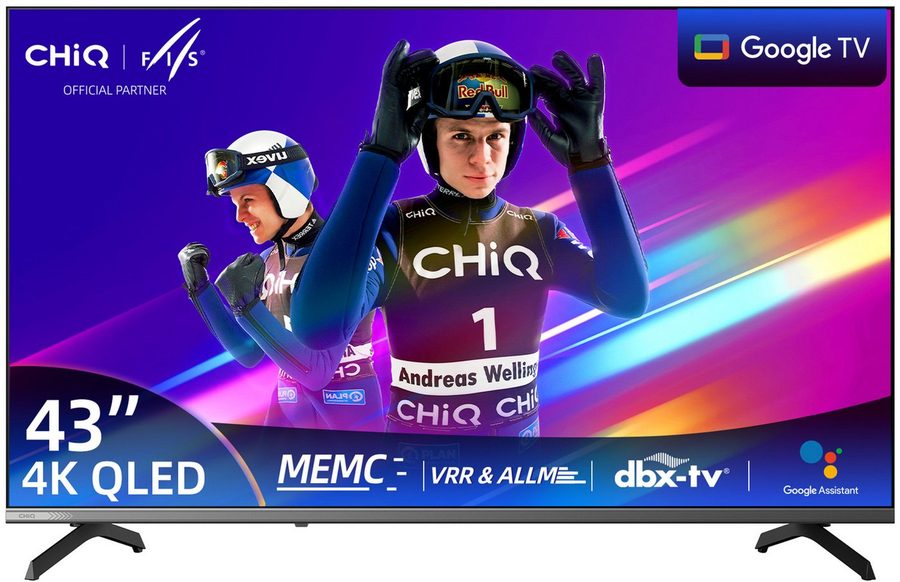 CHiQ U43QST QLED-Fernseher (109 cm/43 Zoll, 4K Ultra HD, 4K UHD TV, Smart-TV, Google TV, Andriod TV, Inkl. Streaming Content, Kompatibel mit Apple AirPlay) von CHIQ