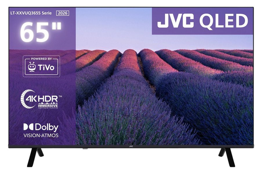 JVC LT-65VUQ3655 QLED-Fernseher (164 cm/65 Zoll, 4K Ultra HD, Smart TV powered by TiVo, Smart TV by TiVo, Dolby Vision HDR, Dolby Atmos, Triple-Tuner) von JVC