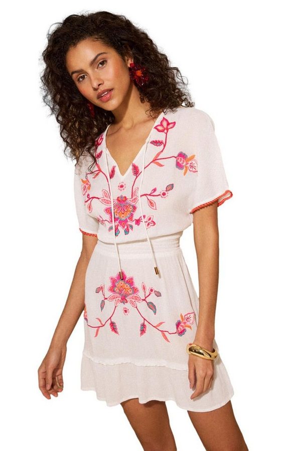 Love & Roses Strandkleid Love & Roses Mini-Kaftan-Cover-up mit Stickerei (1-tlg) von Love & Roses