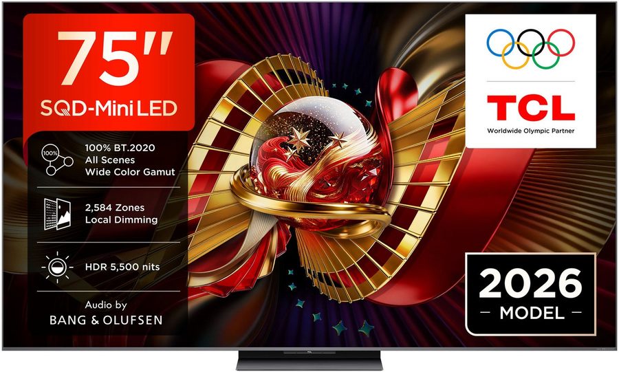 TCL 75C8LX1 Mini-LED-Fernseher (189 cm/75 Zoll, 4K Ultra HD, Google TV, SQD-Mini LED, HDR 6000 Nits, 100%BT.2020, 144Hz, AiPQ Pro,Dolby Vision) von TCL