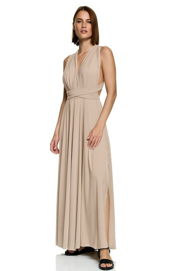 Worldclassca Abendkleid Worldclassca Abendkleid Partykleid Lang mit Schlitz Sommerkleid Maxikleid Cocktailkleid Wickelkleid Elegant Schulterfrei Ärmellos von Worldclassca