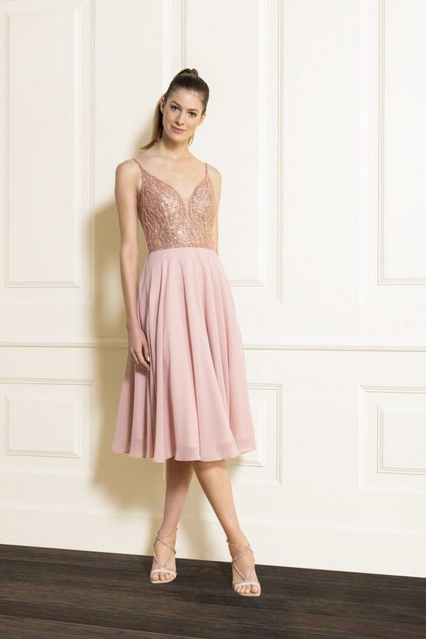 SWING Cocktailkleid - Cocktailkleid aus Materialmix Tiefer Auschnitt / Dekolleté von SWING