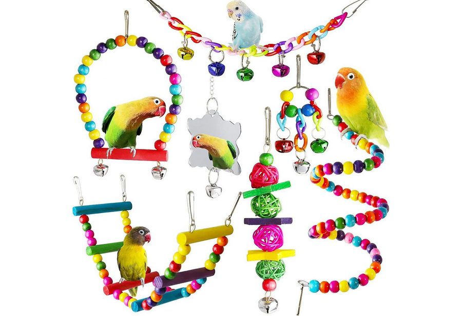 MOPUEA Vogelspielplatz Vogelspielplatz Wellensittich Spielzeug mit Kletter-& Schaukelfunktion von MOPUEA