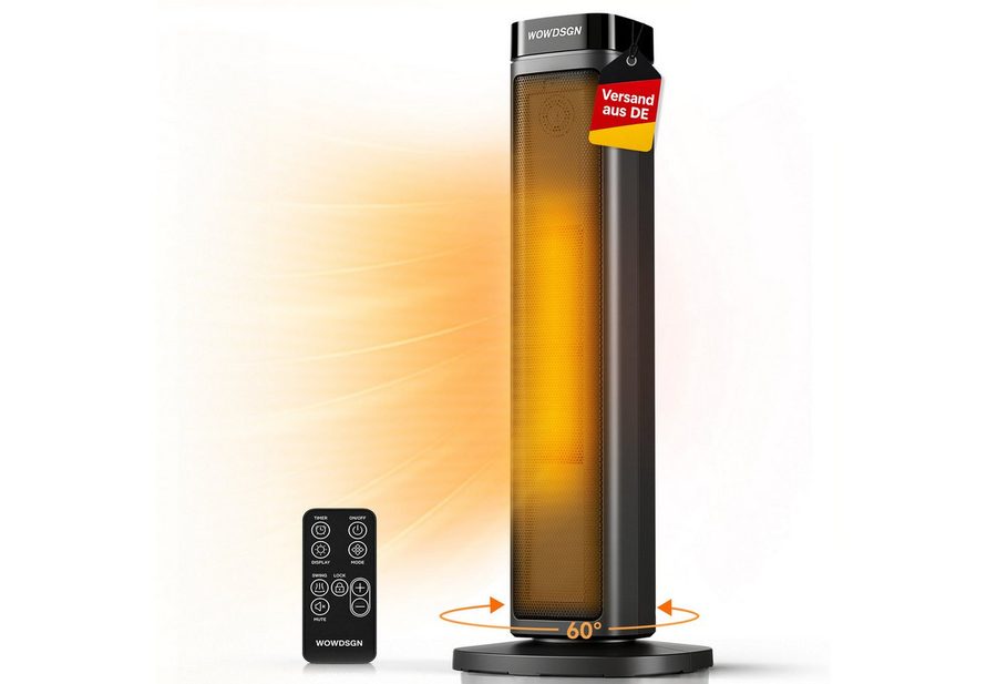 GarveeMore Heizlüfter Turmheizer 2000W, PTC Keramik Heizgerät mit Aufheizen in 2 Sekunden, 2000 W, leise 34 dB, 24H Timer, ECO-Modus, Fernbedienung, Kindersicherung von GarveeMore