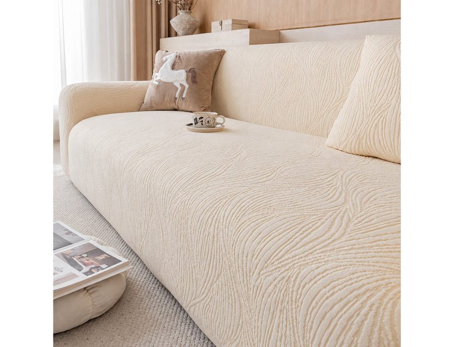 JASLIFE Sofahusse Wellenstruktur, weicher Jacquard-Stoff, elastisch, formstabil und maschinenwaschbar von JASLIFE