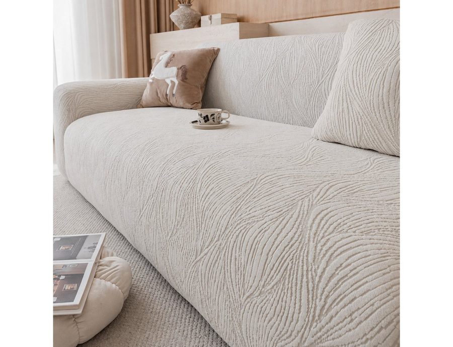 JASLIFE Sofahusse Wellenstruktur, weicher Jacquard-Stoff, elastisch, formstabil und maschinenwaschbar von JASLIFE