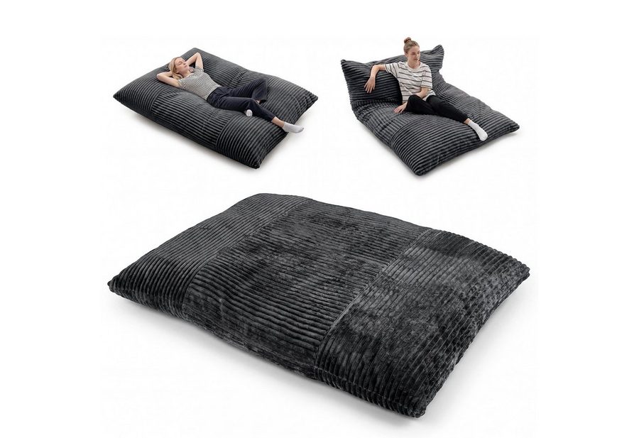 COSTWAY Sitzsack Cordstoff 2-in-1 Bodensessel, Bean Bag mit abnehmbarem Bezug von COSTWAY