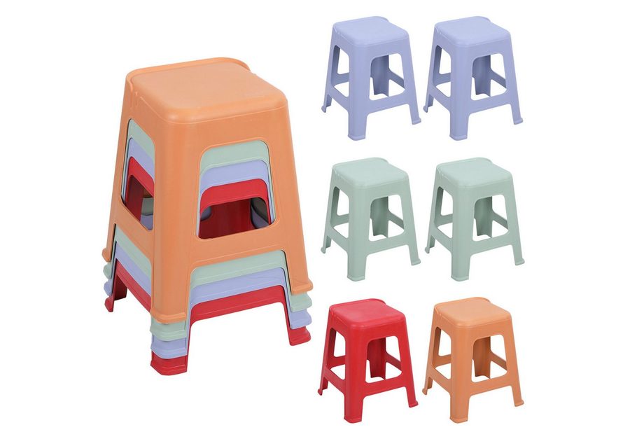 Rutaqian Sitzhocker 10 stapelbare Hocker für Klassenzimmer, 47 cm hoch, Kunststoffhocker, Tragbare Stühle ohne Rückenlehne für Klassenzimmer Büro und Zuhause von Rutaqian