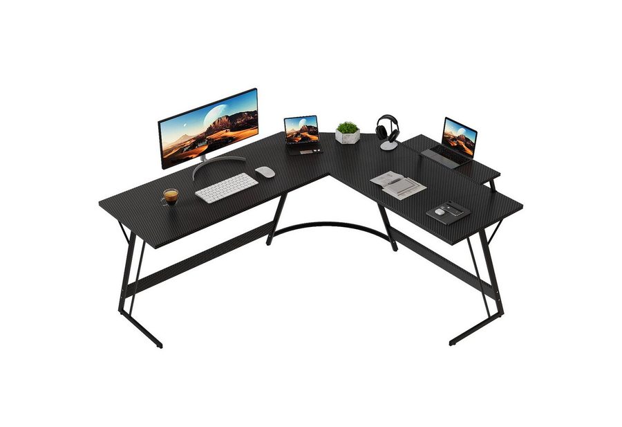 GUNJI Eckschreibtisch L-förm Computertisch Schreibtisch Gamer Tish 120/170 (Schreibtisch,130CM Computertisch L Form, PC Tisch,mit Monitorständer) von GUNJI