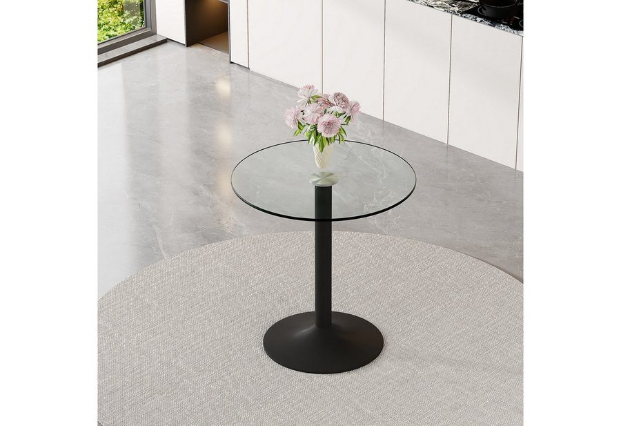 ANYSUN Glastisch Esstisch Rund Glas,Moderner minimalistischer Glasbalkentisch (Runder Esszimmertisch Küchentisch für 4 Personen), Esszimmertische mit Metallbeinen Küchentisch für Wohnzimmer Küche von ANYSUN