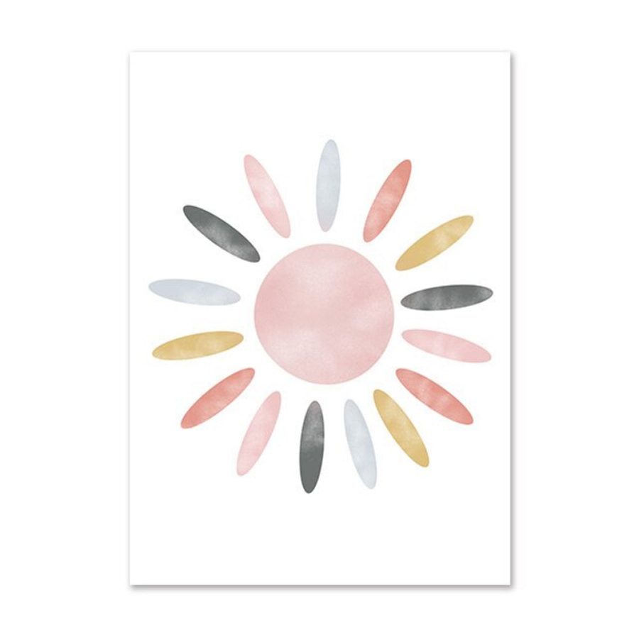 TPFLiving Poster Leinwand / Sonne, Wolken, Herzen, Regenbogen für Kinderzimmer - Auch im 3er Set / Verschiedene Größen - OHNE Rahmen - Modell k4231 - 20x25cm von TPFLiving