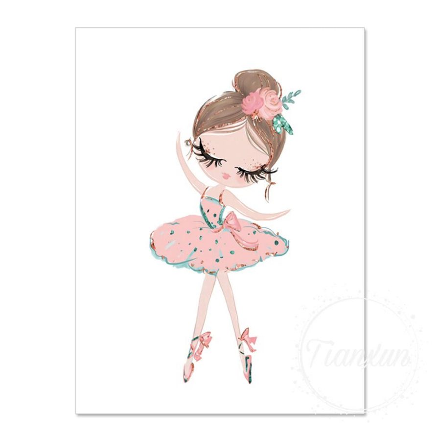 TPFLiving Poster Leinwand / Balett, Tänzerin, Tanzschuhe, Schwan, Einhorn für Kinderzimmer - / Verschiedene Größen - OHNE Rahmen - Modell TX1839 - 20x25cm von TPFLiving