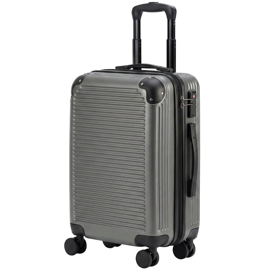 HOMCOM Handgepäck Koffer, 56 cm Hartschalen Reisekoffer Kabinenkoffer mit 4 Rollen und Teleskopgriff, TSA-Schloss, Erweiterbar, Leicht, Dunkelgrau   Aosom von HOMCOM