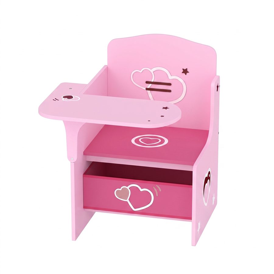 AIYAPLAY Kindertisch mit Stuhl 2-in-1 Integrierte Kindersitzgruppe mit Stauraum Platzsparend Kinder Tisch Stuhl Set zum Lesen, Malen Spielen Kindermöbel für Kinderzimmer, für Kinder 3-5 Jahren Rosa   Aosom von AIYAPLAY