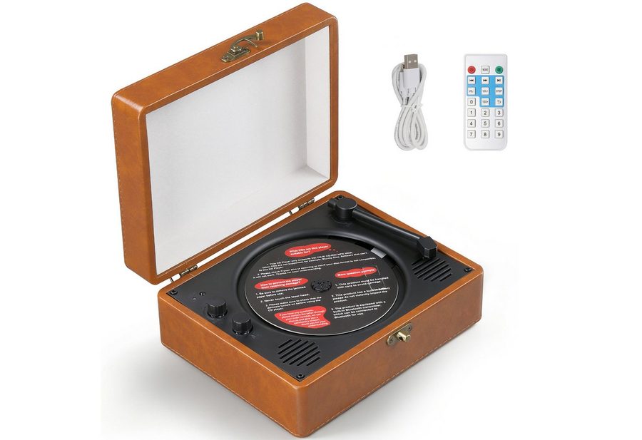 LALAHO Retro Koffer‑CD‑Player mit Bluetooth, 10W Dual‑Stereo‑Lautsprecher Stereo-CD Player (USB‑AUX‑Kopfhöreranschluss, Fernbedienung, Tragbarer CD‑Spieler) von LALAHO