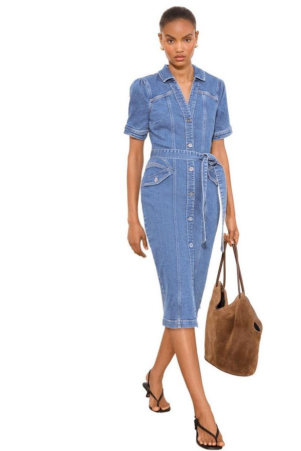 LIPSY Midikleid Lipsy Kurzärmeliges Midi-Denimkleid (1-tlg) von Lipsy